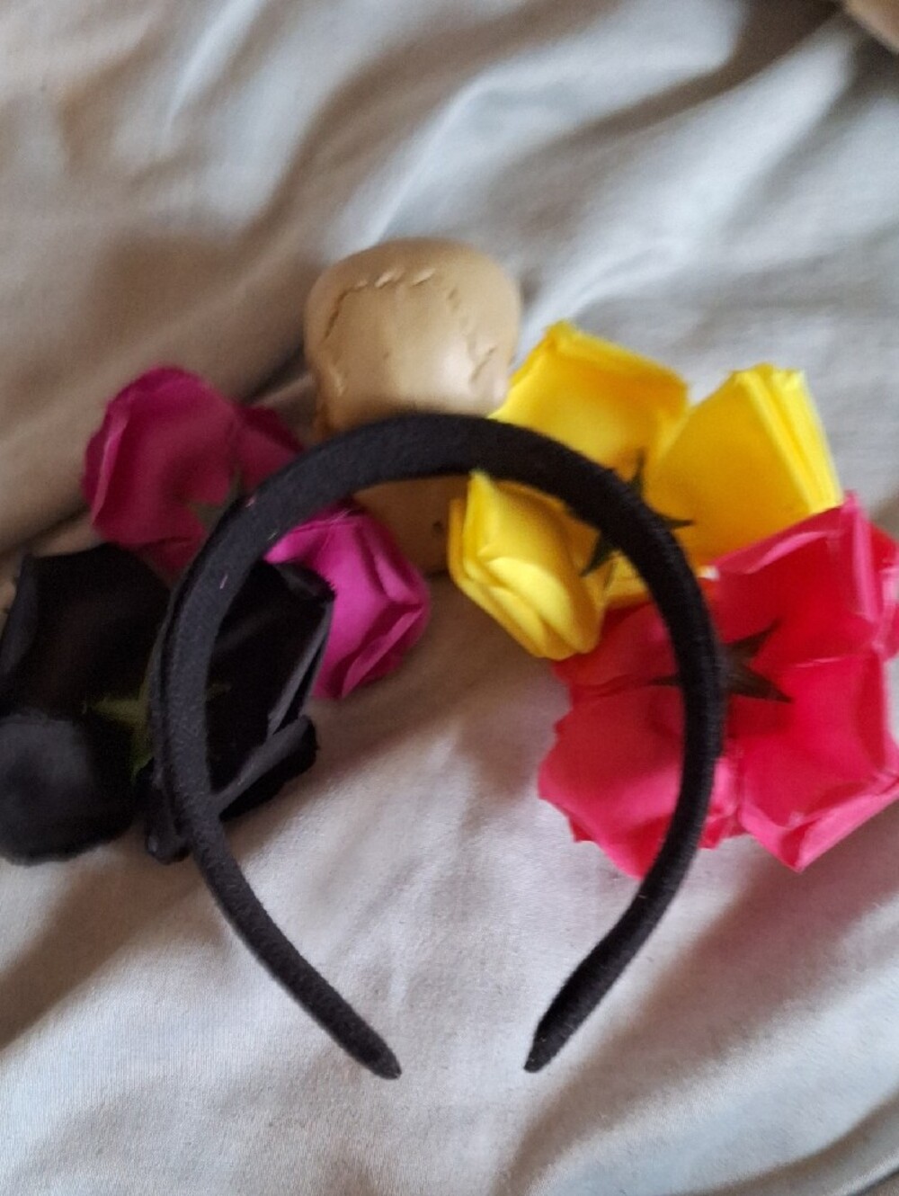 Floral Halloween Sugar Skull Day Of The Dead Headband & Skull Gas Mask - Picture 7 of 8
